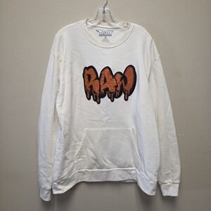 Men RAW Drip Orange Bling Long Sleeve Kangaroo Shirt XL